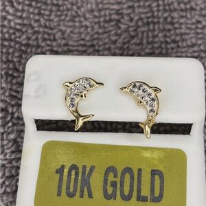 Gold Dolphin Stud Earrings